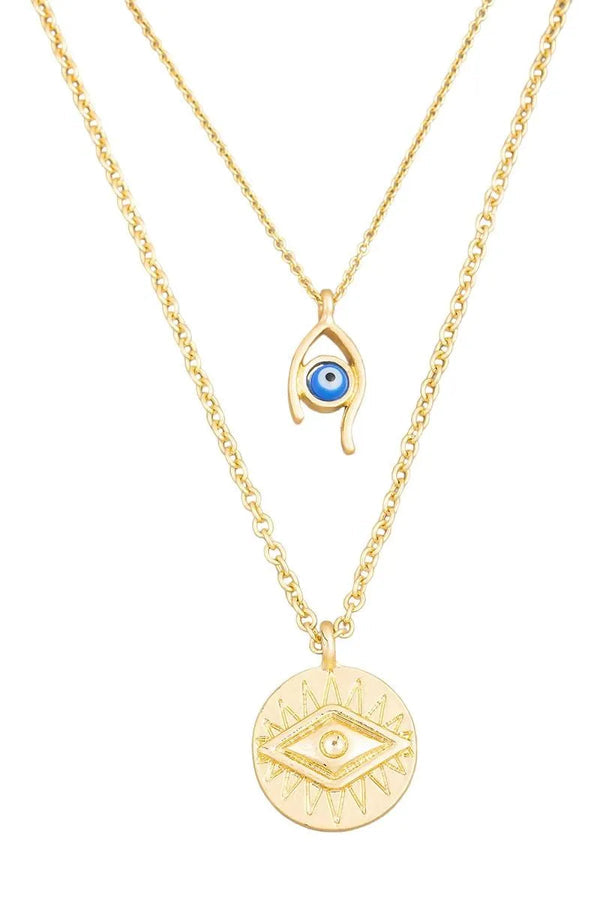 Doubled Evil Eye Charm Necklace