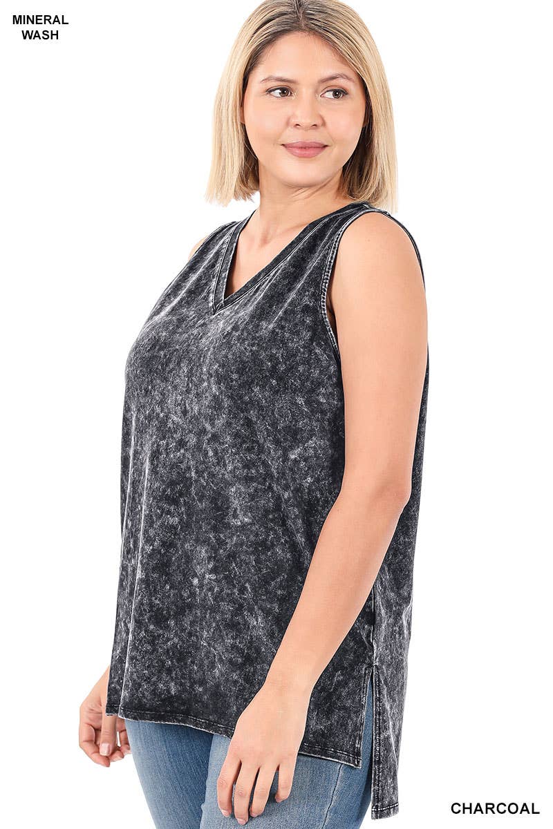 Plus Size Washed Cotton Sleeveless