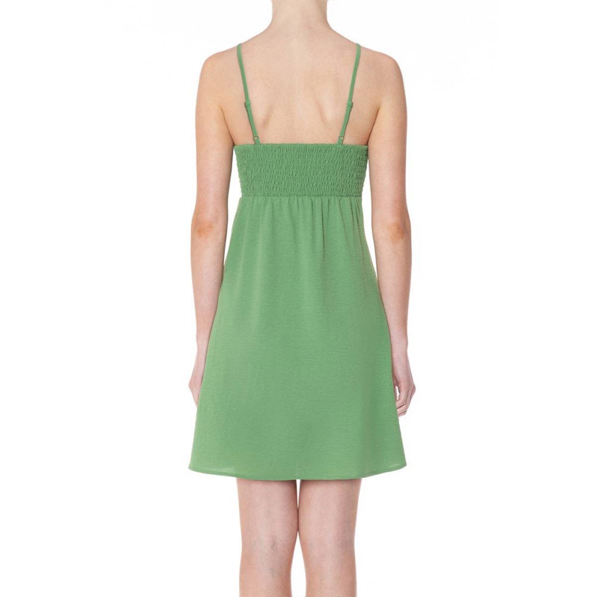 GREEN SQUARE NECK MINI DRESS