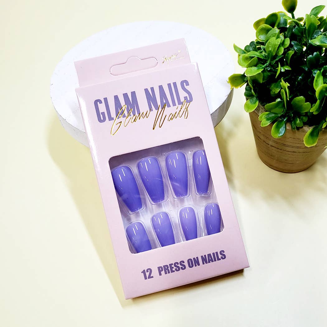 Glossy Coffin Shape Pre Glued Press On Nail Set