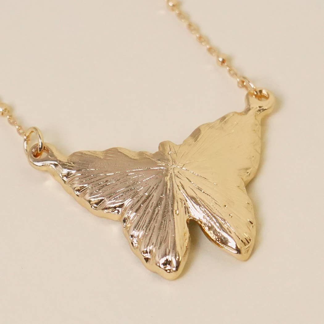 Leather Butterfly Pendant Necklace