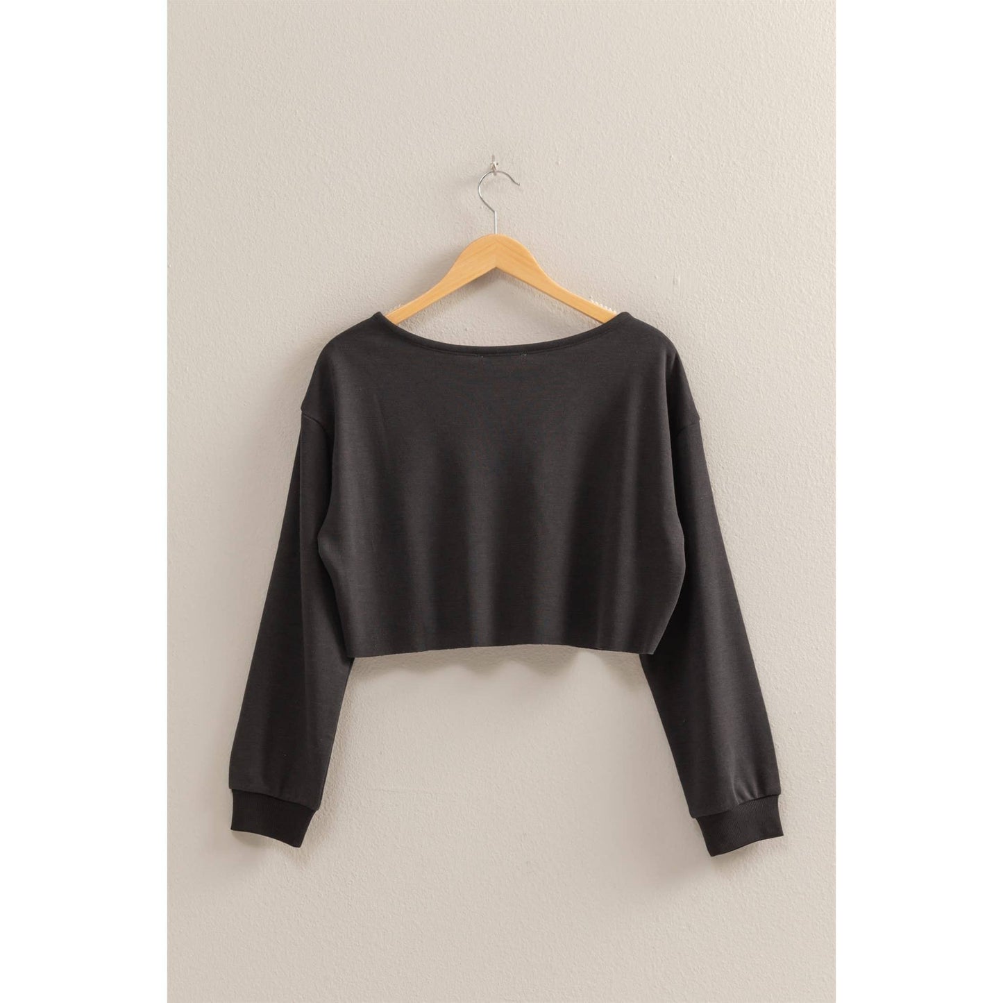 Casually Cute Boat Neck Long Sleeve Top