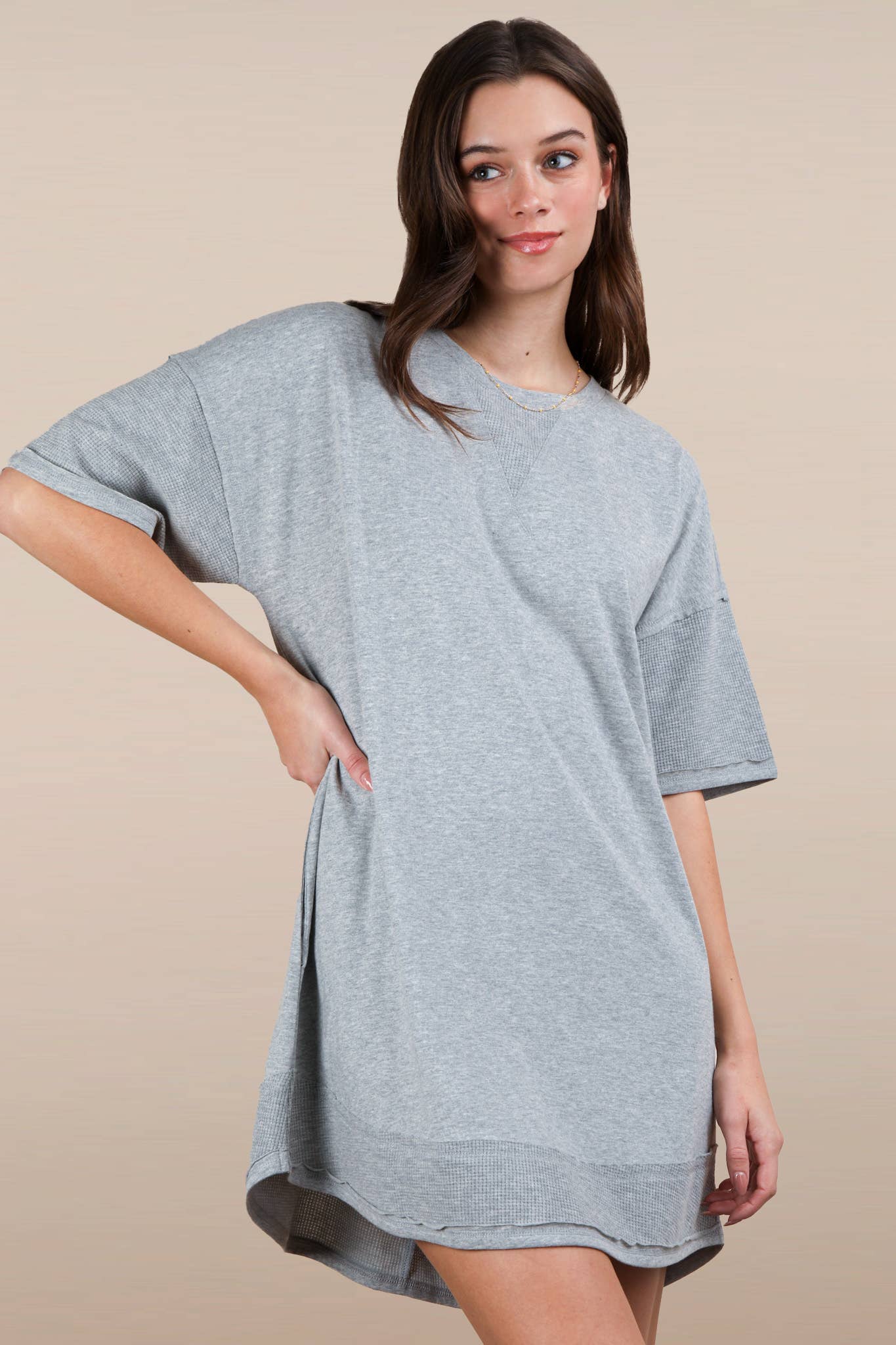 Mineral Washed Comfy Casual Knit Mini Dress