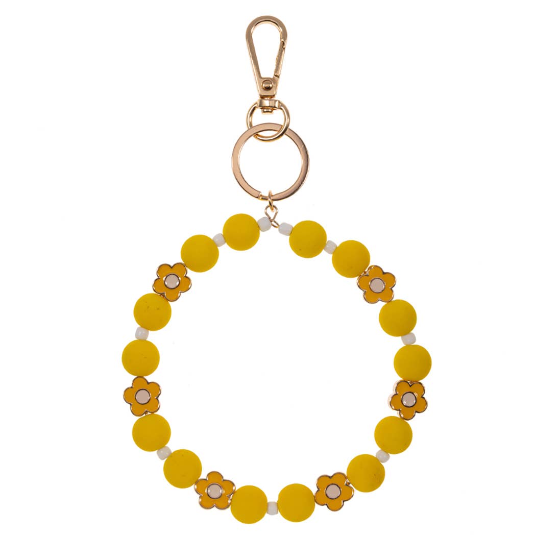 Flower with Enamel Coated Beads Keychain