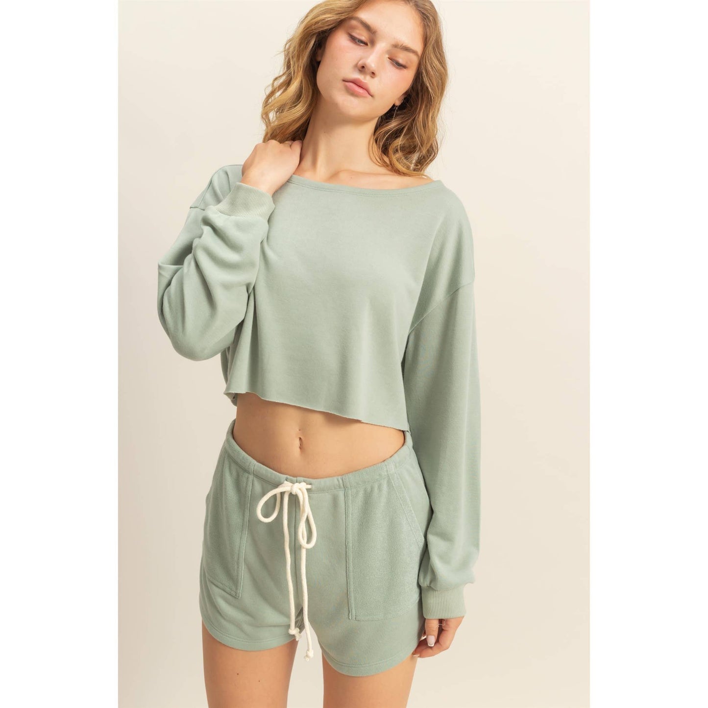 Casually Cute Boat Neck Long Sleeve Top