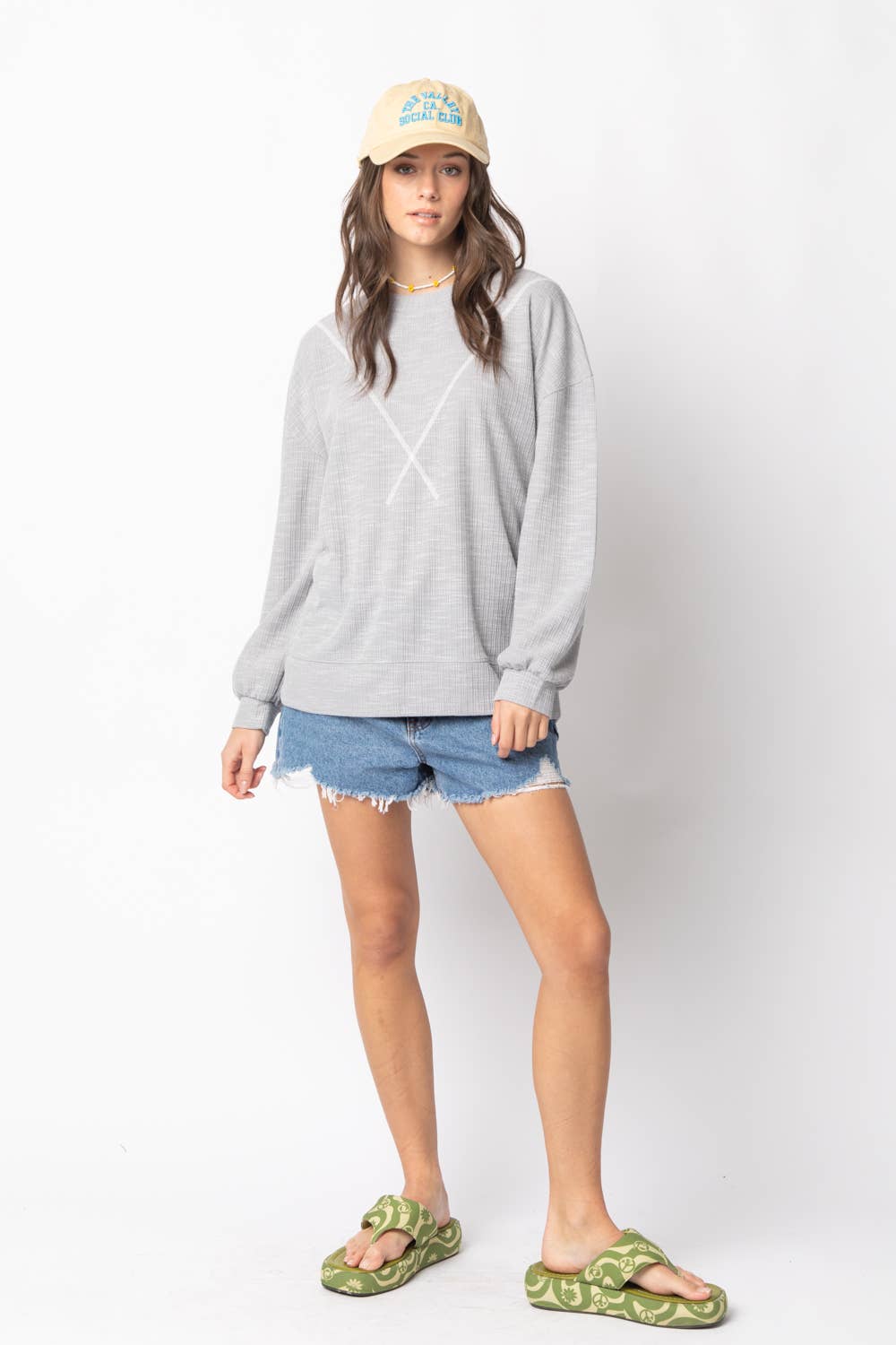 Ribbed Knit V Stitch Top