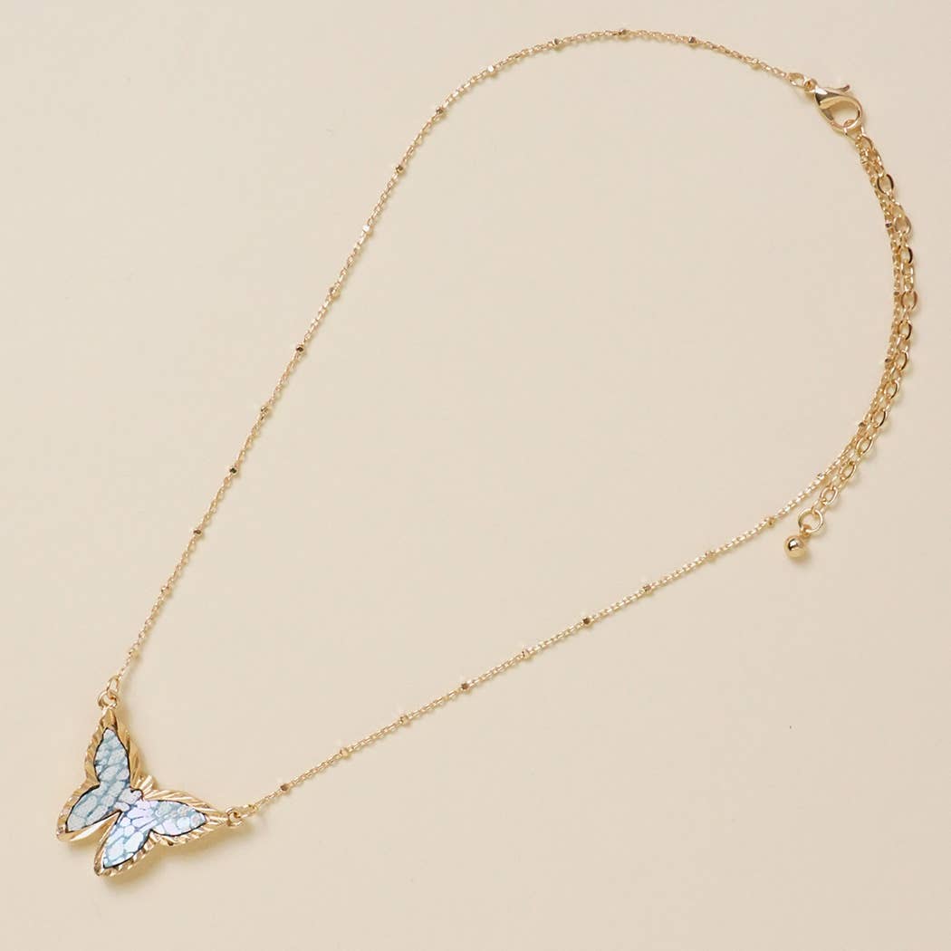 Leather Butterfly Pendant Necklace