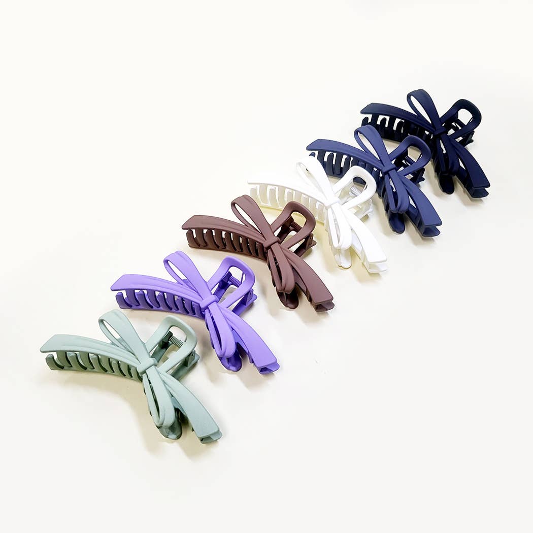 Matte Color Ribbon Shape Hair Claw Clip