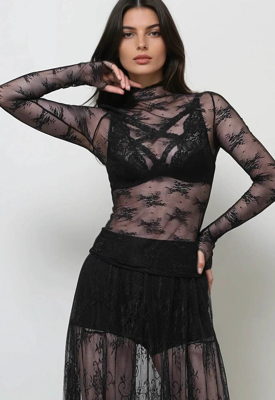 Retro Veil Lace Top