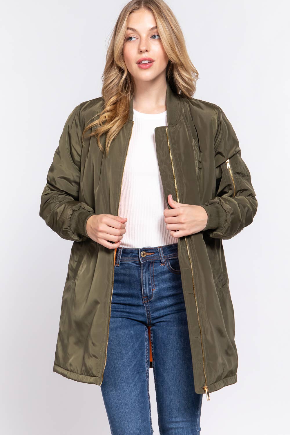Long Line Bomber Jacket