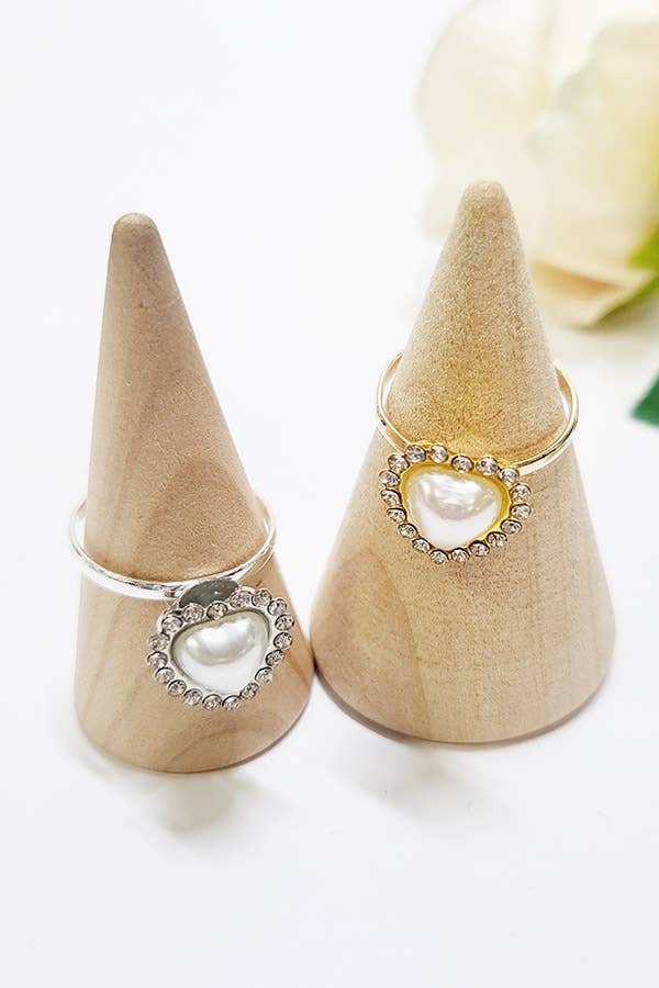 Pearl Heart Semi Precious Ring