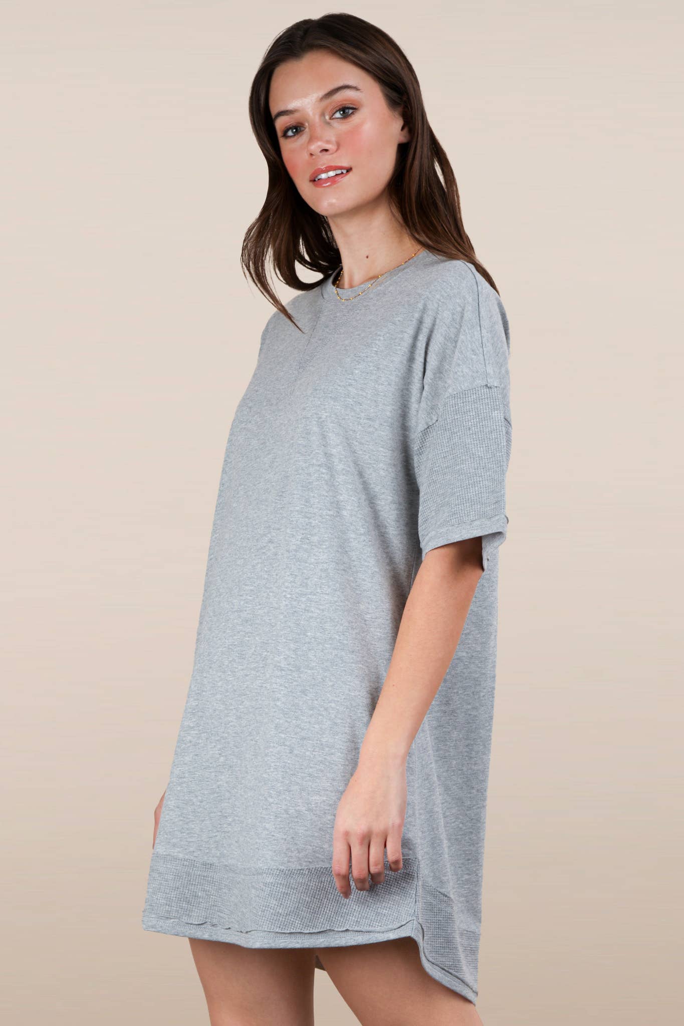Mineral Washed Comfy Casual Knit Mini Dress