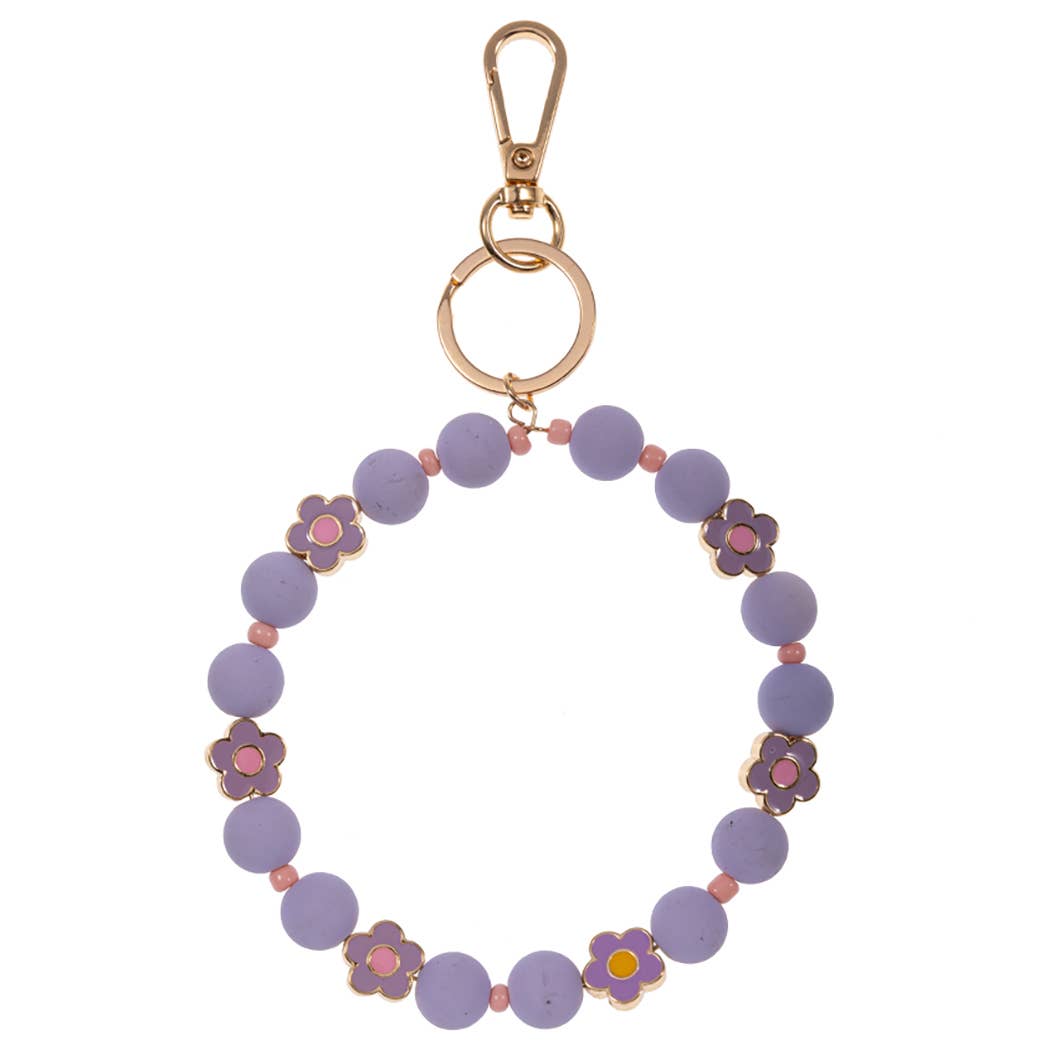 Flower with Enamel Coated Beads Keychain