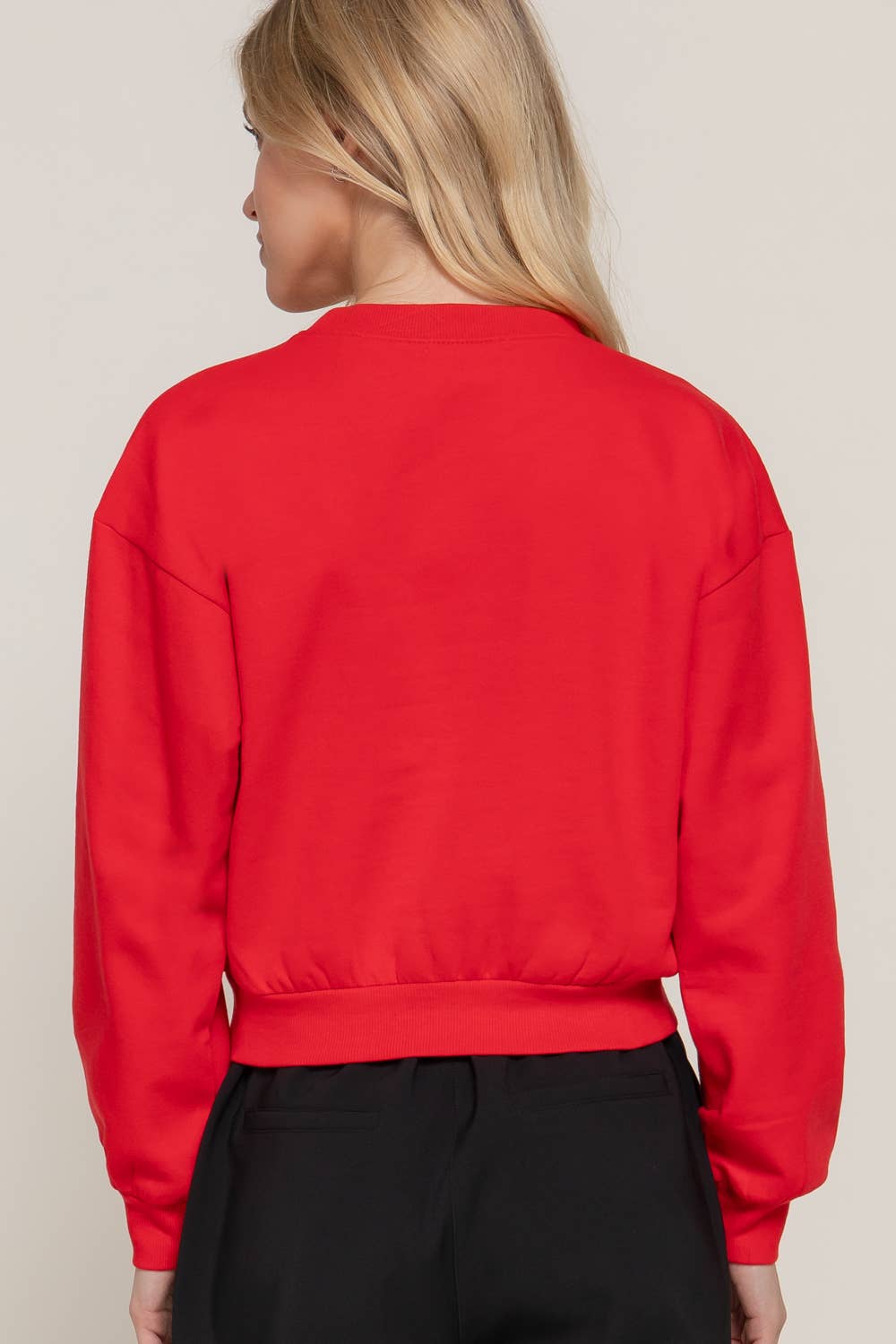 Long Sleeve Round Neck Crop SweatShirt