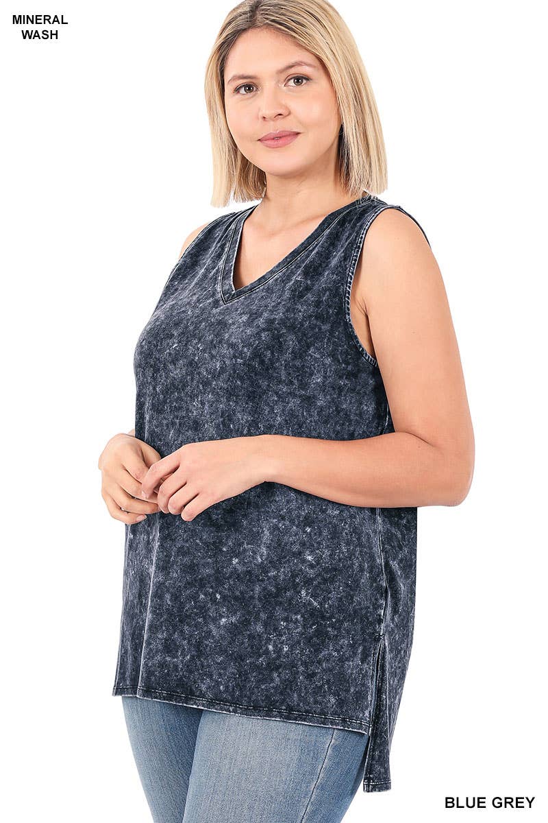 Plus Size Washed Cotton Sleeveless