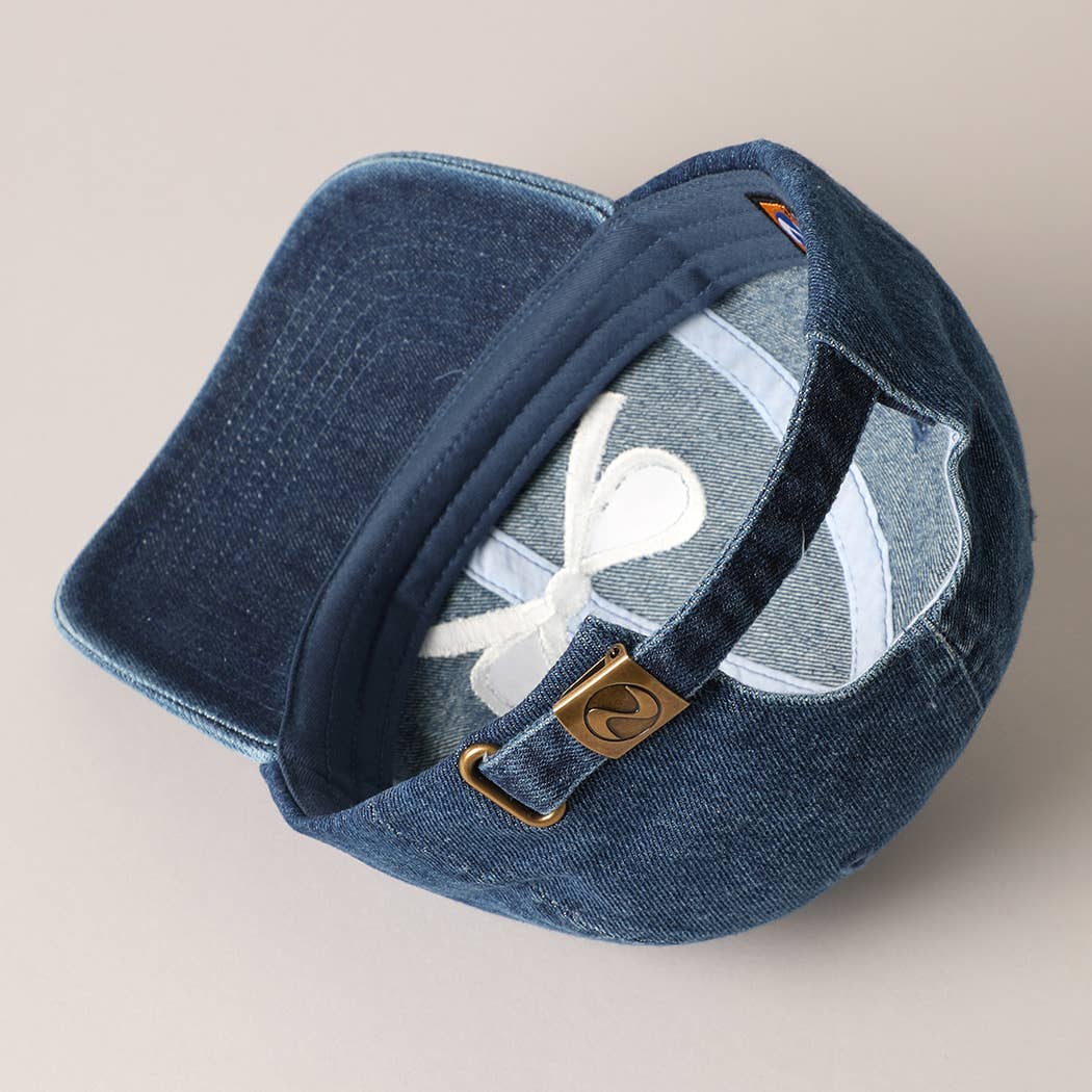 Trendy Bow Embroidered Denim Baseball Cap