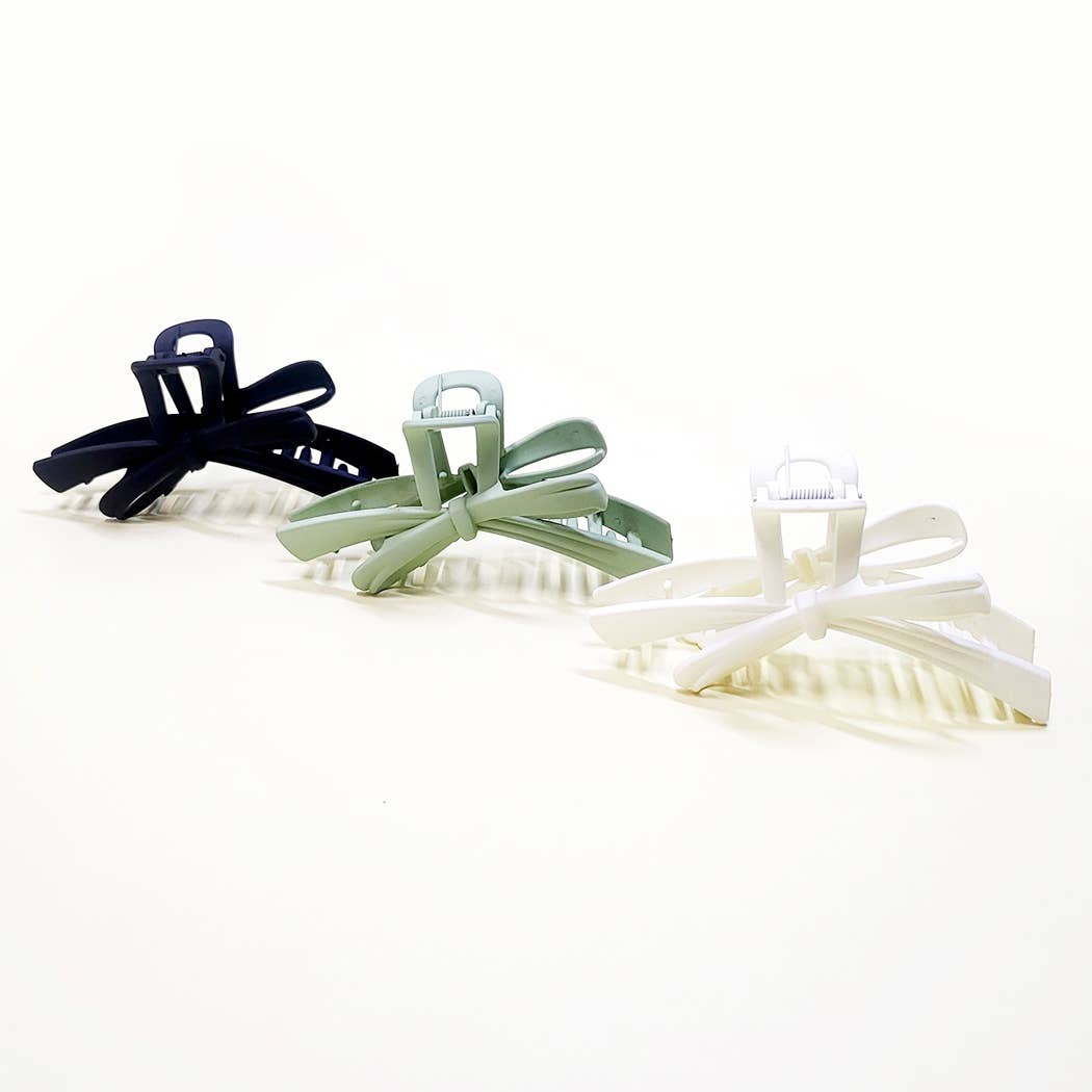 Matte Color Ribbon Shape Hair Claw Clip