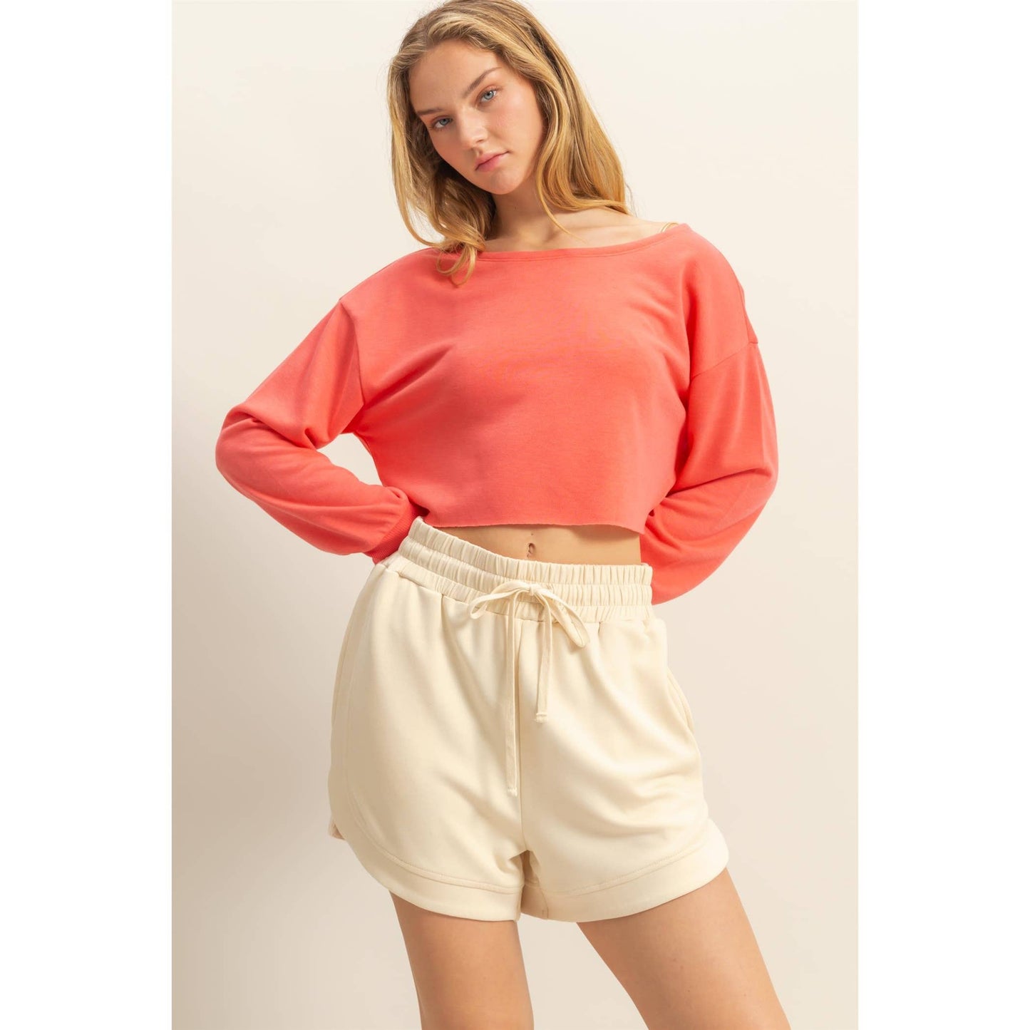 Casually Cute Boat Neck Long Sleeve Top