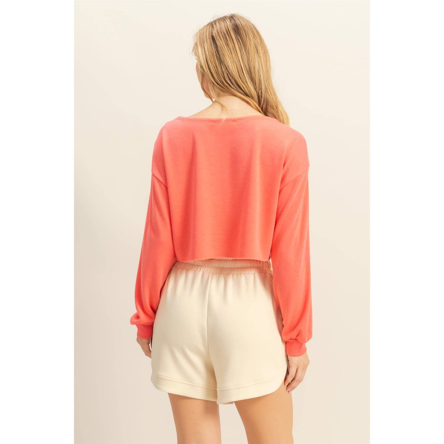 Casually Cute Boat Neck Long Sleeve Top