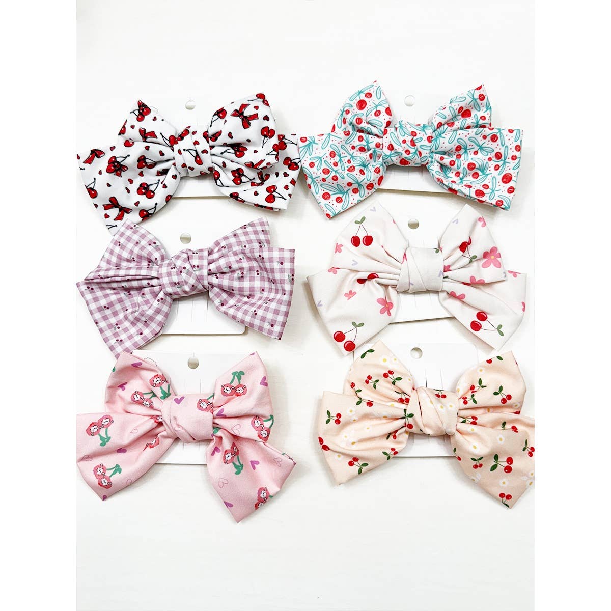 Double Layer Cherry Bow Hair Clips