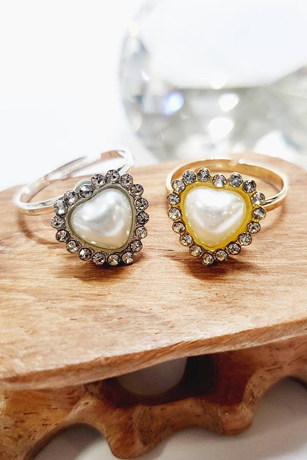 Pearl Heart Semi Precious Ring