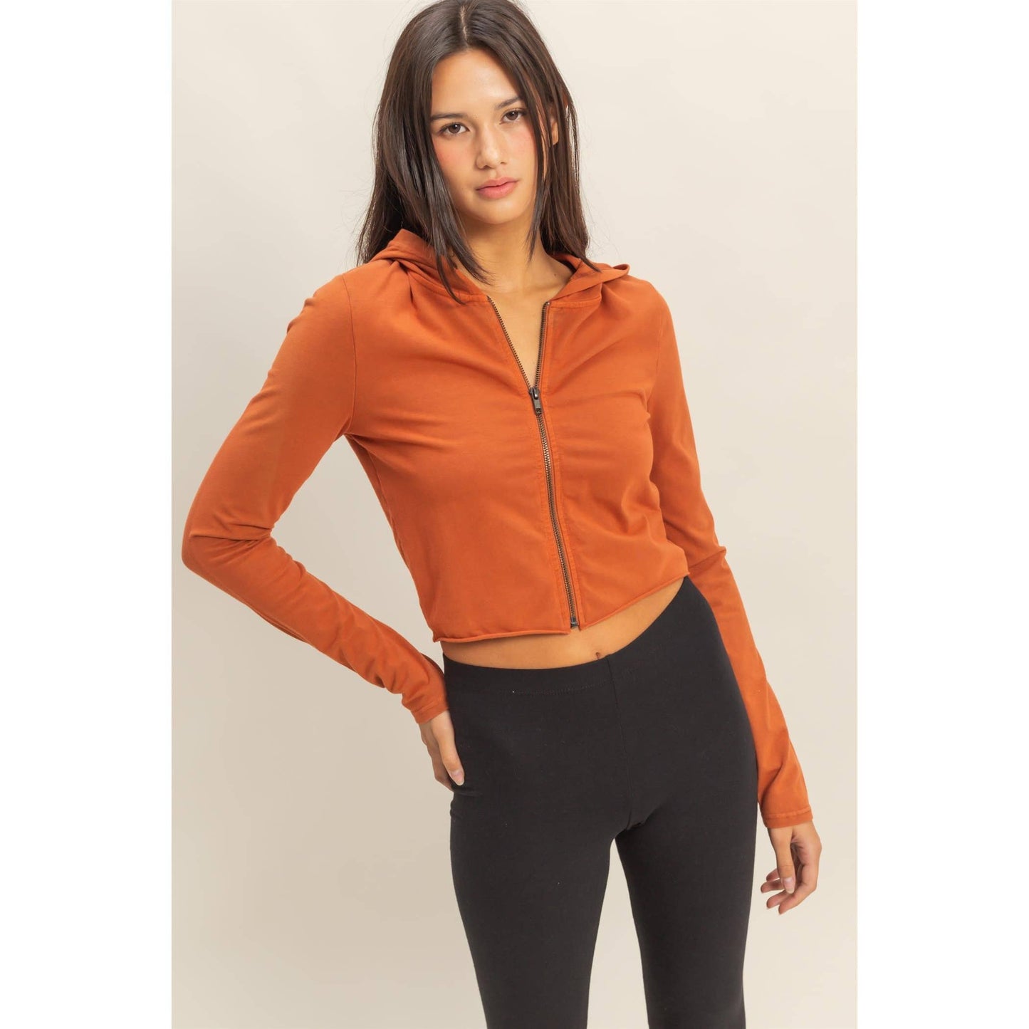 Zip Up Cropped Hoodie
