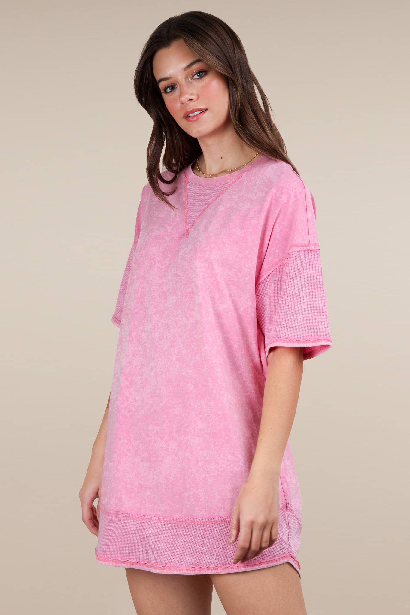 Mineral Washed Comfy Casual Knit Mini Dress