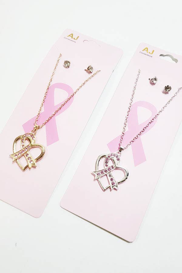 Breast Cancer Awareness Ribbon Necklace