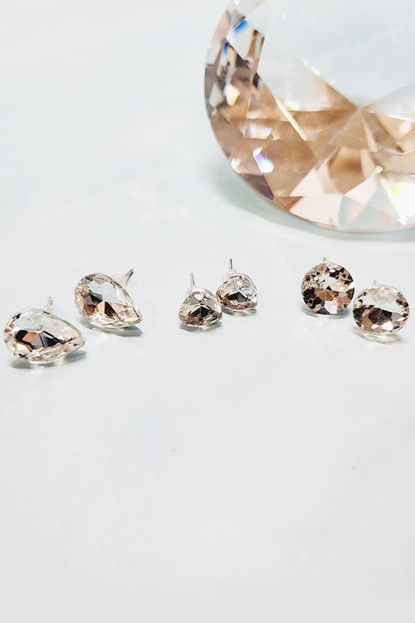 3 Pair Multi Stud Earrings Set