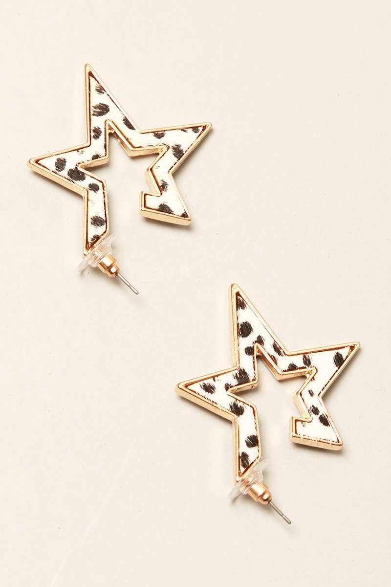 Star Shape Multi Animal Print Hoop Earrings
