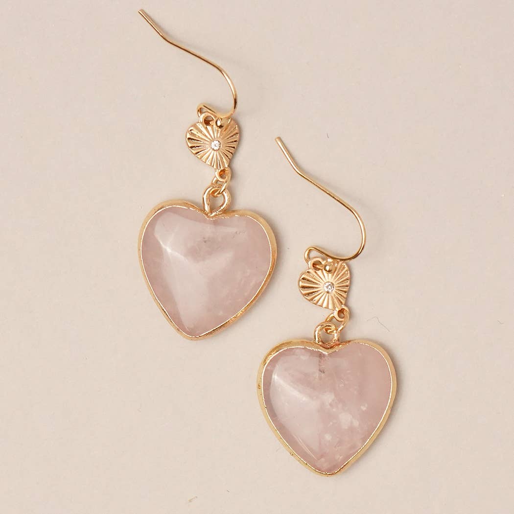 Heart-Shaped Semi-Precious Stone Hook Earring