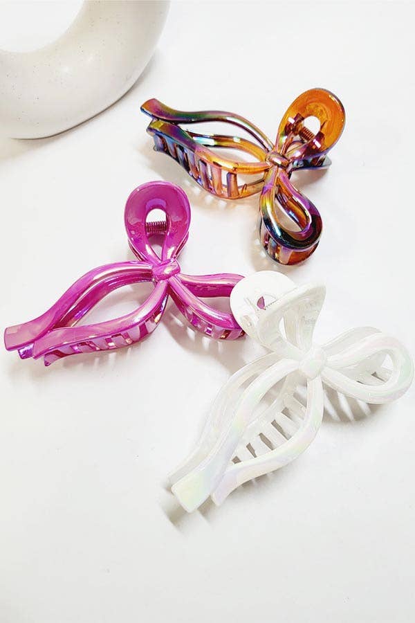 Glossy Effect Ribbon Hair Claw Clip