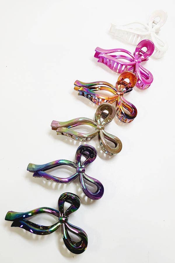 Glossy Effect Ribbon Hair Claw Clip