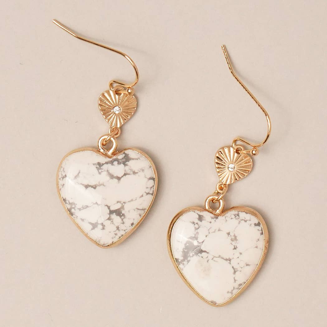 Heart-Shaped Semi-Precious Stone Hook Earring