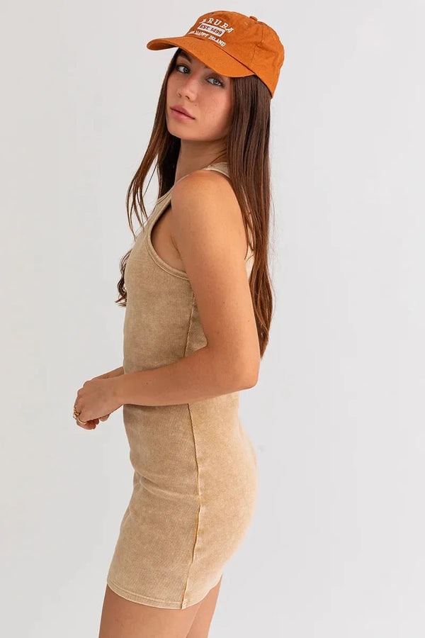 Tank Top Washed Styled Ribbed Mini Dress