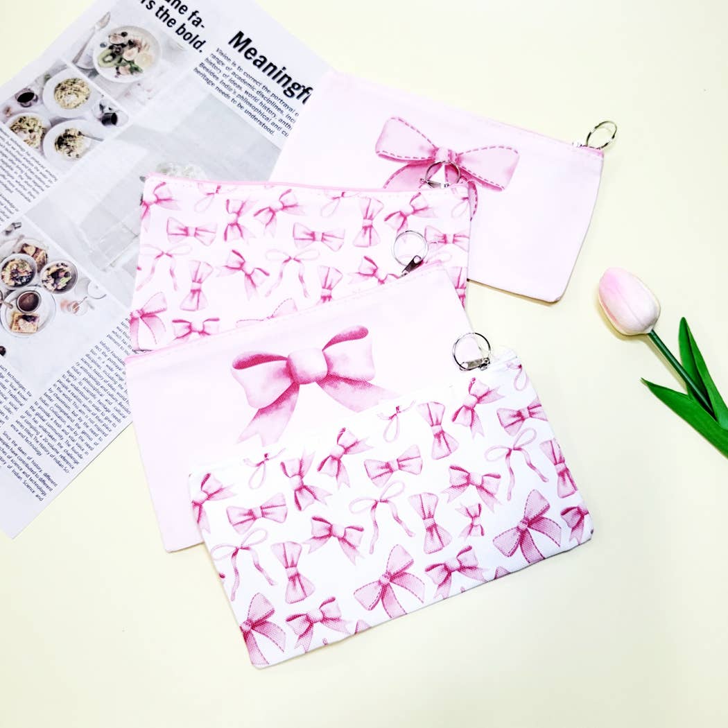 Bow Printed Makeup Bag