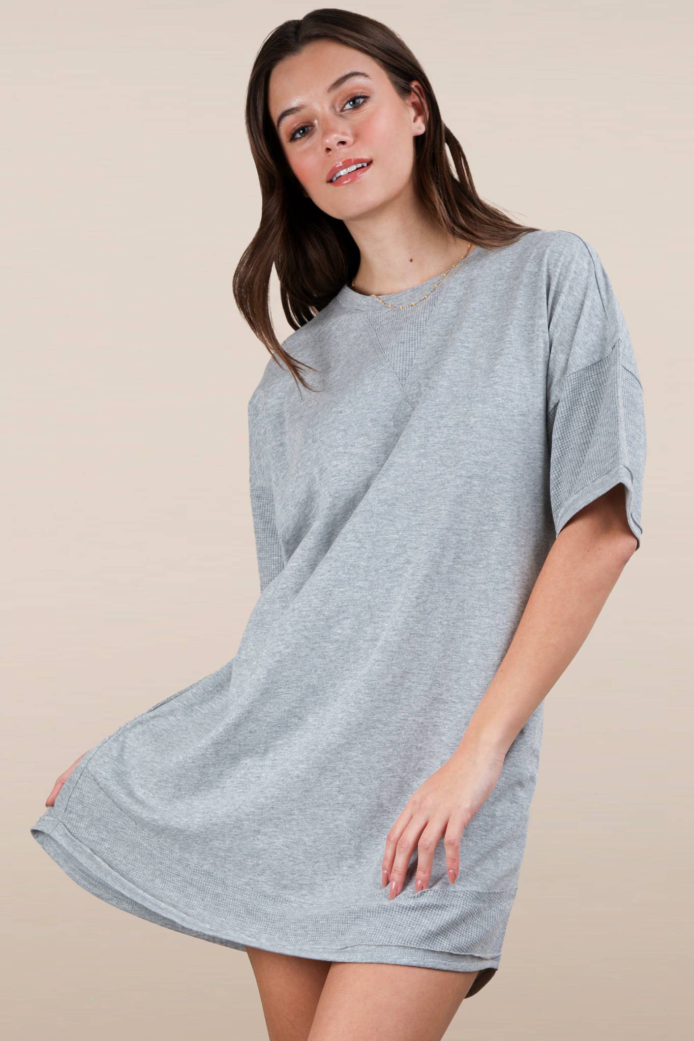 Mineral Washed Comfy Casual Knit Mini Dress