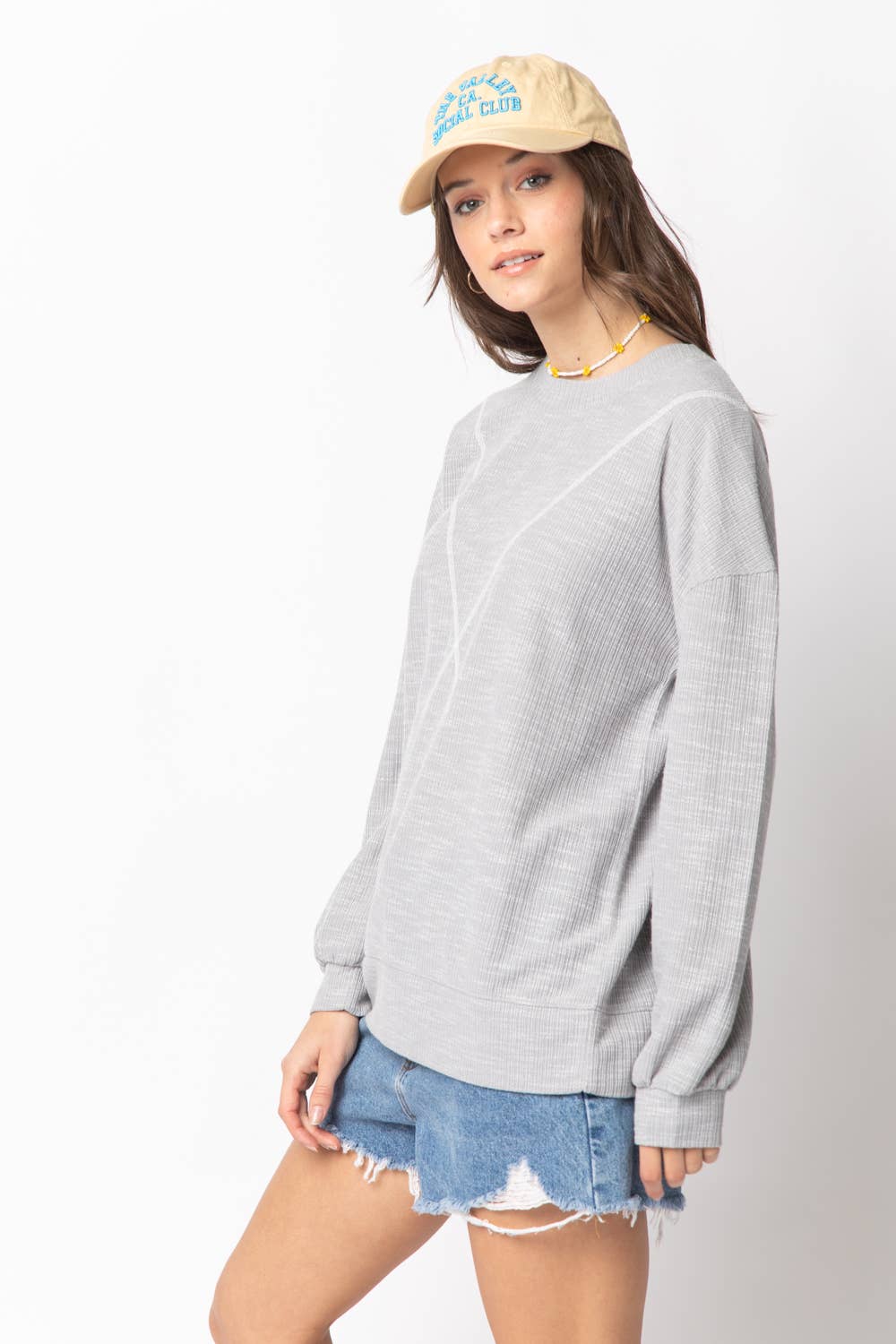 Ribbed Knit V Stitch Top
