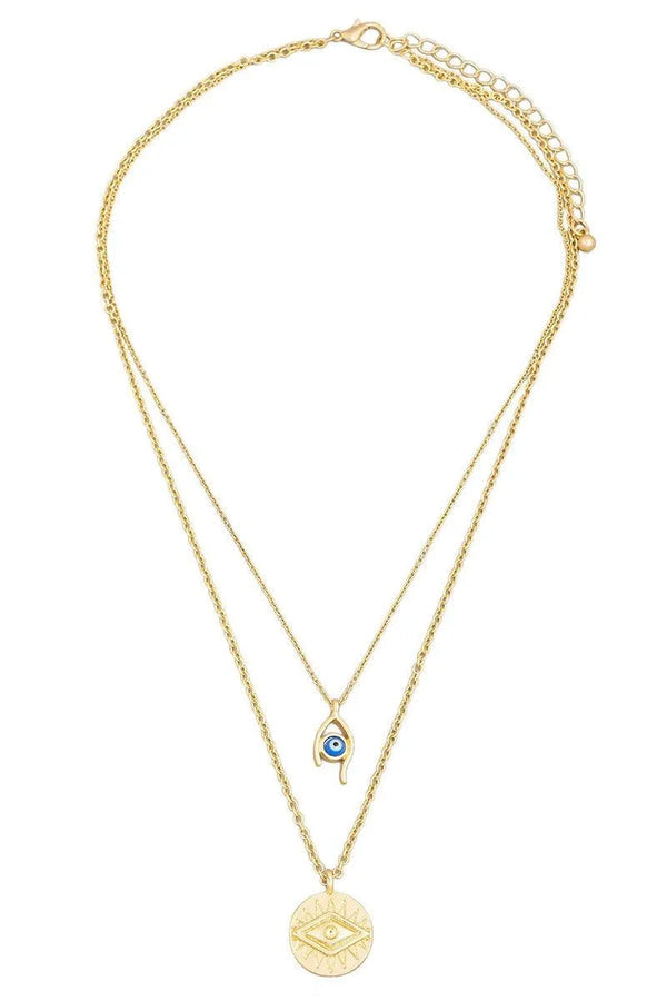 Doubled Evil Eye Charm Necklace