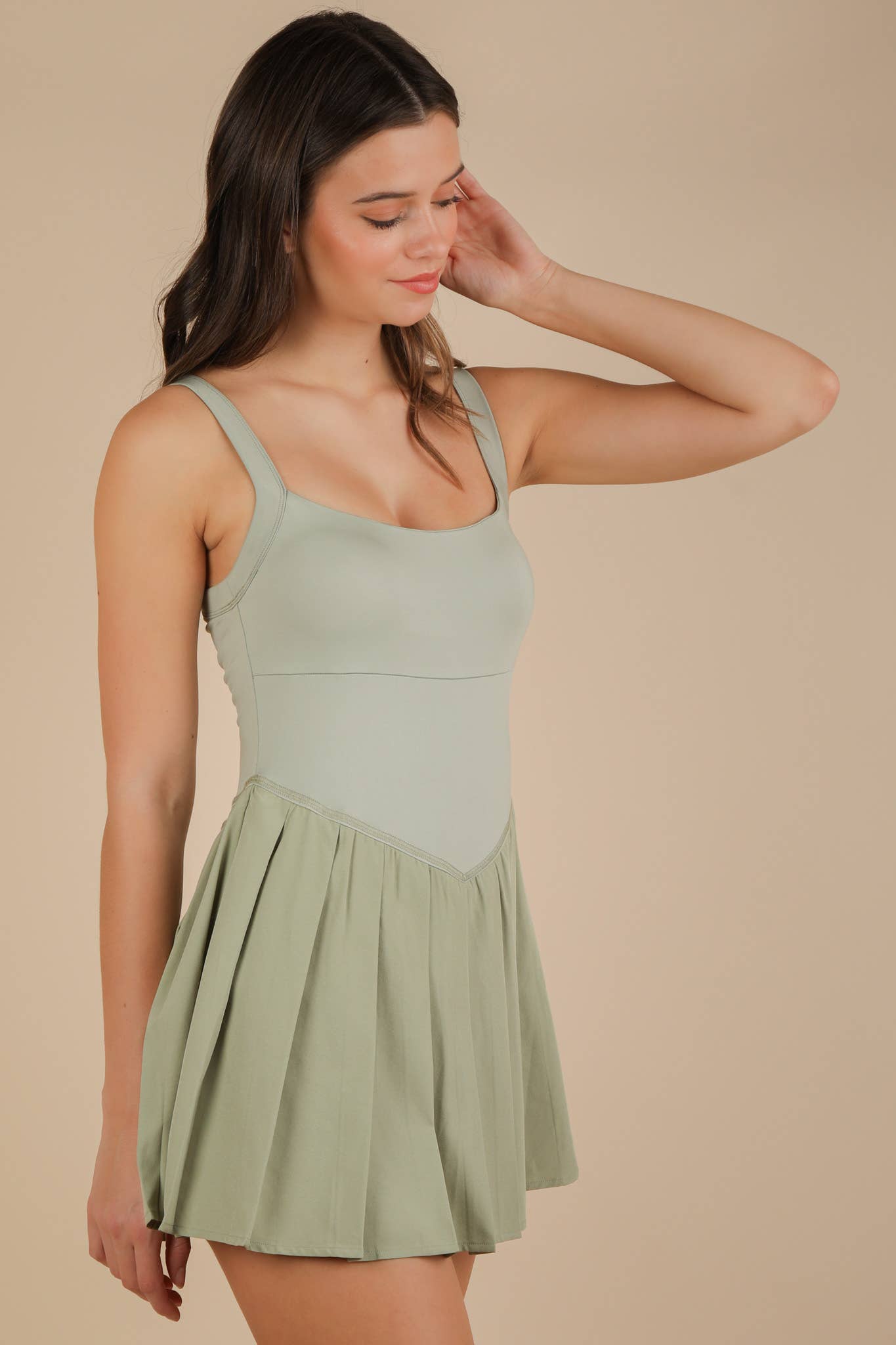 Pleated Skirt Activewear Dress W/ Under Shorts