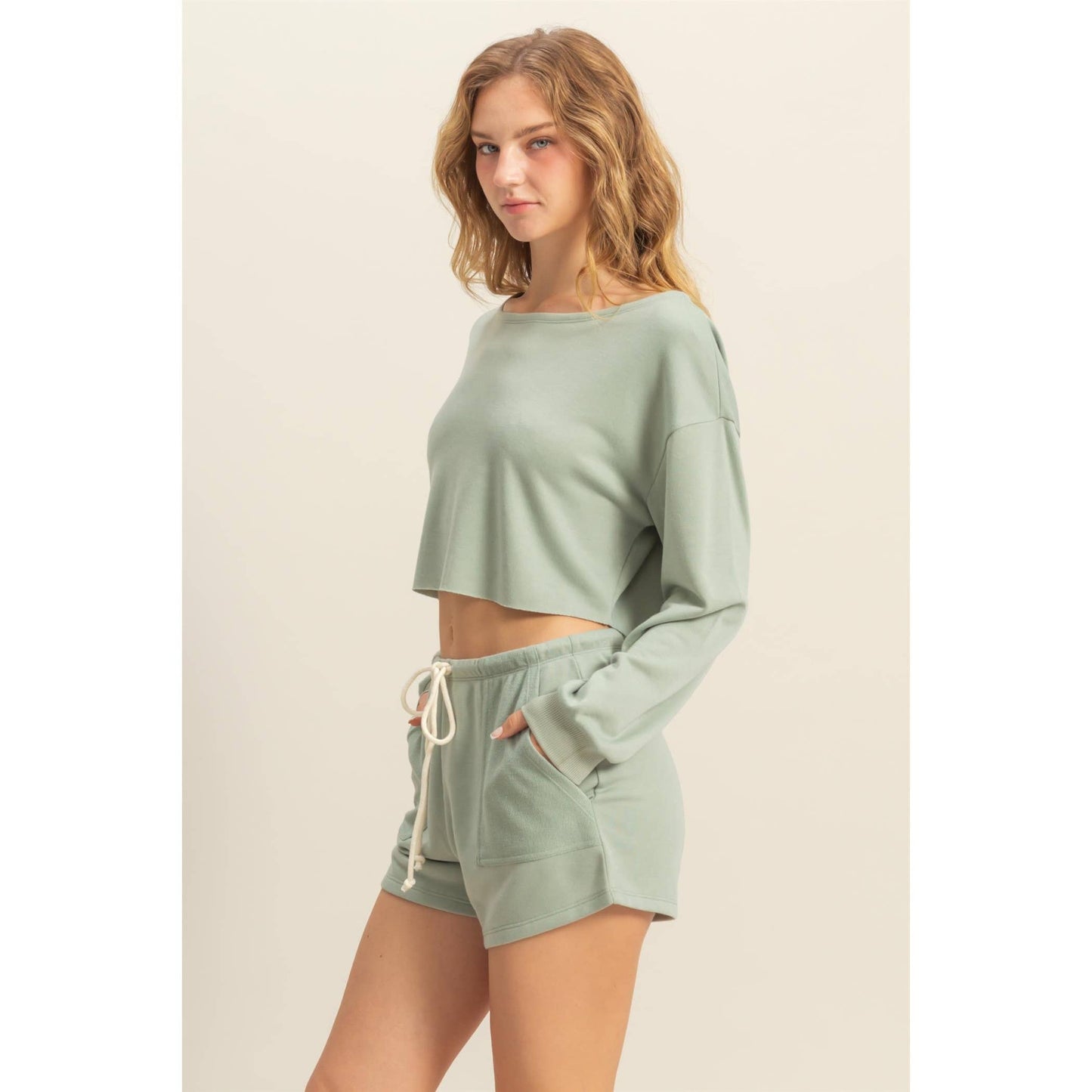 Casually Cute Boat Neck Long Sleeve Top