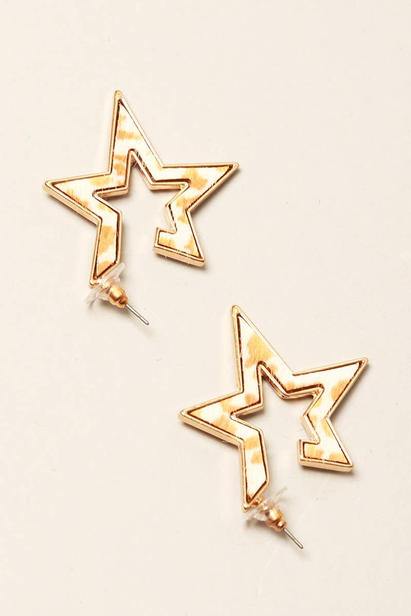 Star Shape Multi Animal Print Hoop Earrings