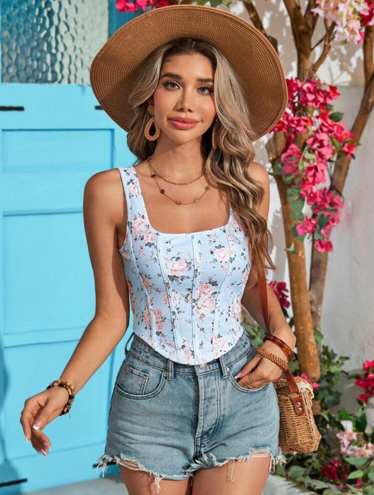 Floral Corset Styled Crops