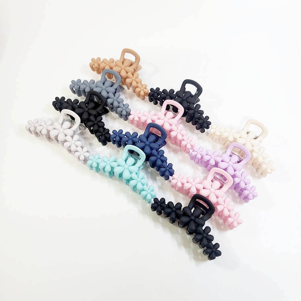 Matte Color Flower Pattern Hair Claw Clip