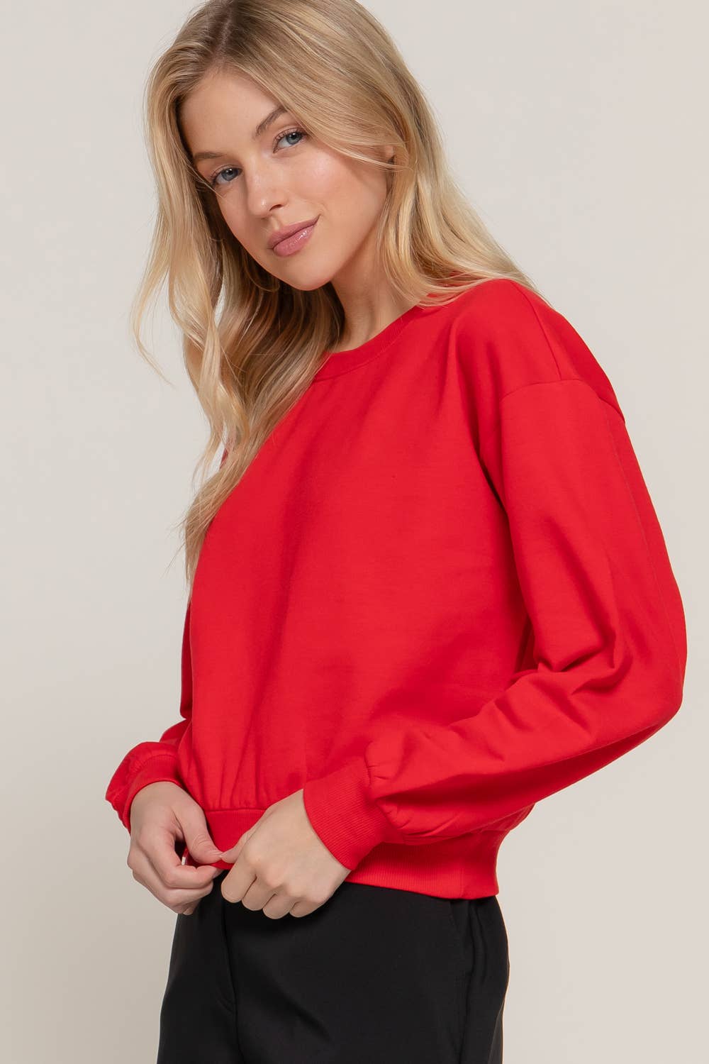 Long Sleeve Round Neck Crop SweatShirt