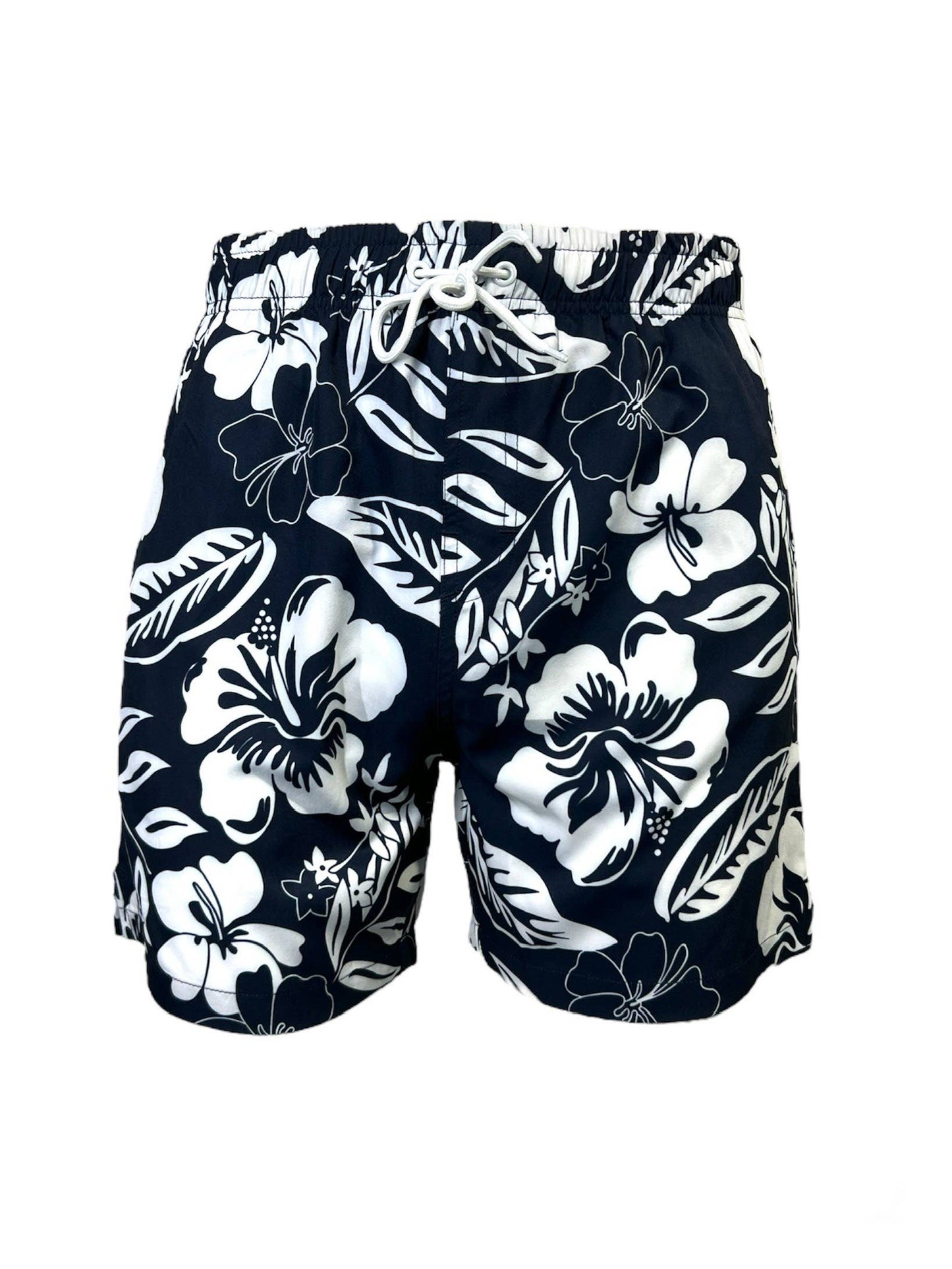 White Hawaii Flower Men's Swim Trunk