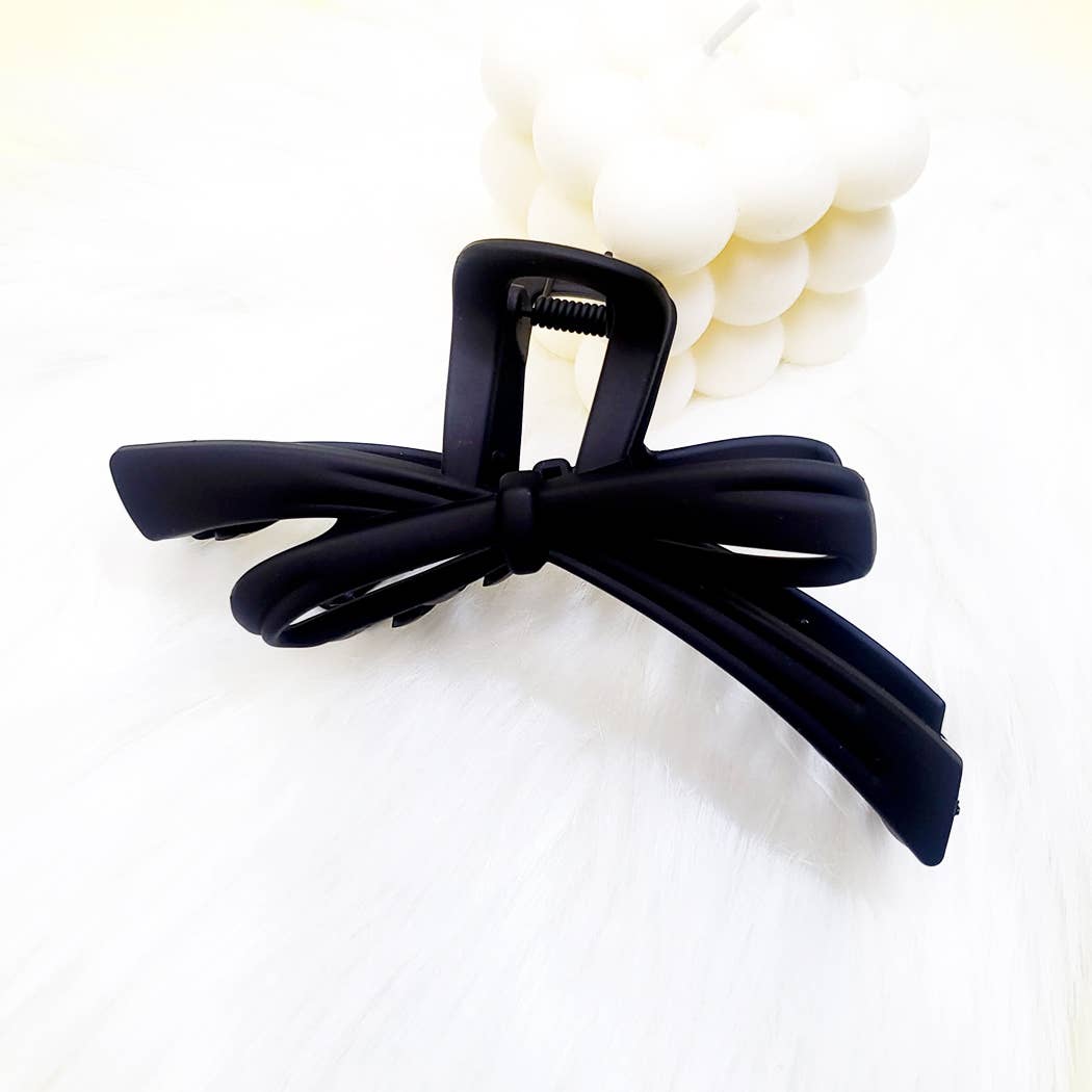 Matte Color Ribbon Shape Hair Claw Clip