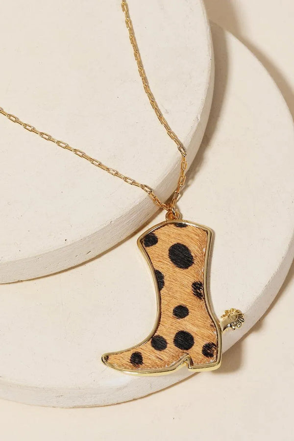 Faux Leather Leopard Designed Necklaces