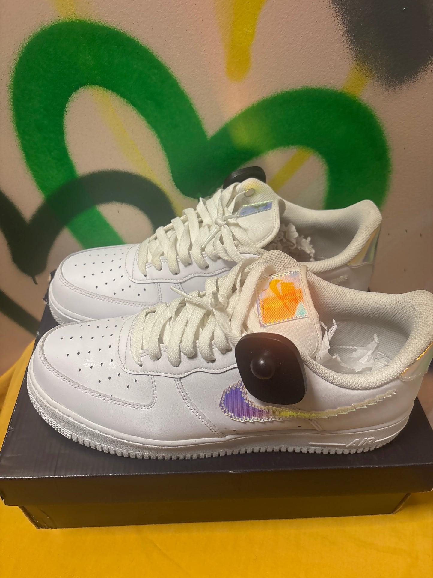 Nike Air Force 1 Low 'Iridescent Pixel' in white Womens 12.5 Men’s 11