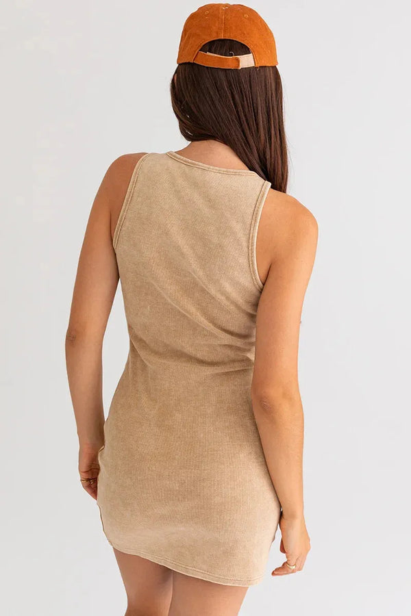Tank Top Washed Styled Ribbed Mini Dress